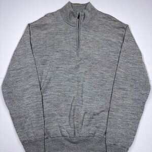 Footjoy Men's Sweater 100% Wool Quarter Zip Golf Gray - Size Large